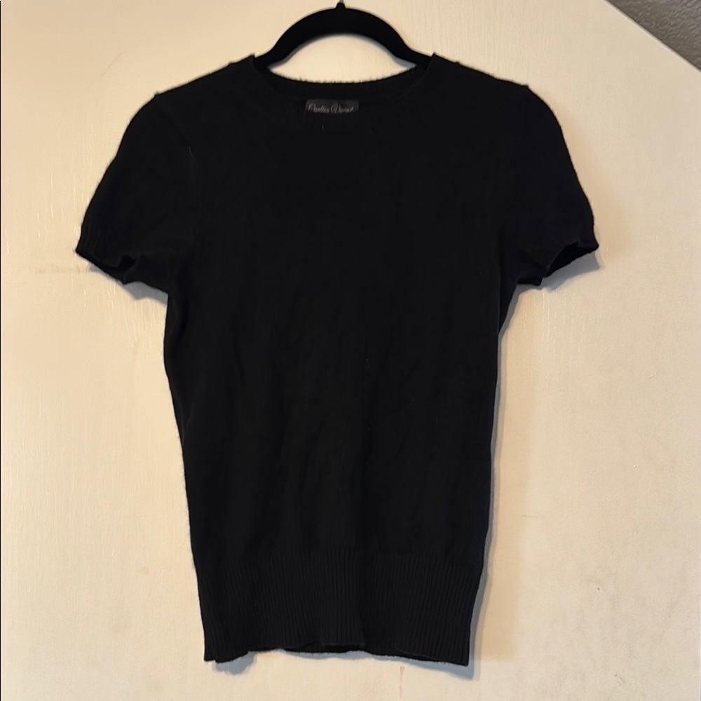 Cynthia Vincent Black Cashmere Top